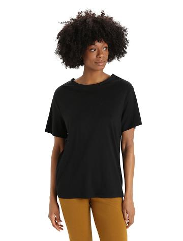 Black Icebreaker Merino Granary Short Sleeve Women's T Shirts | AU 1583LISH